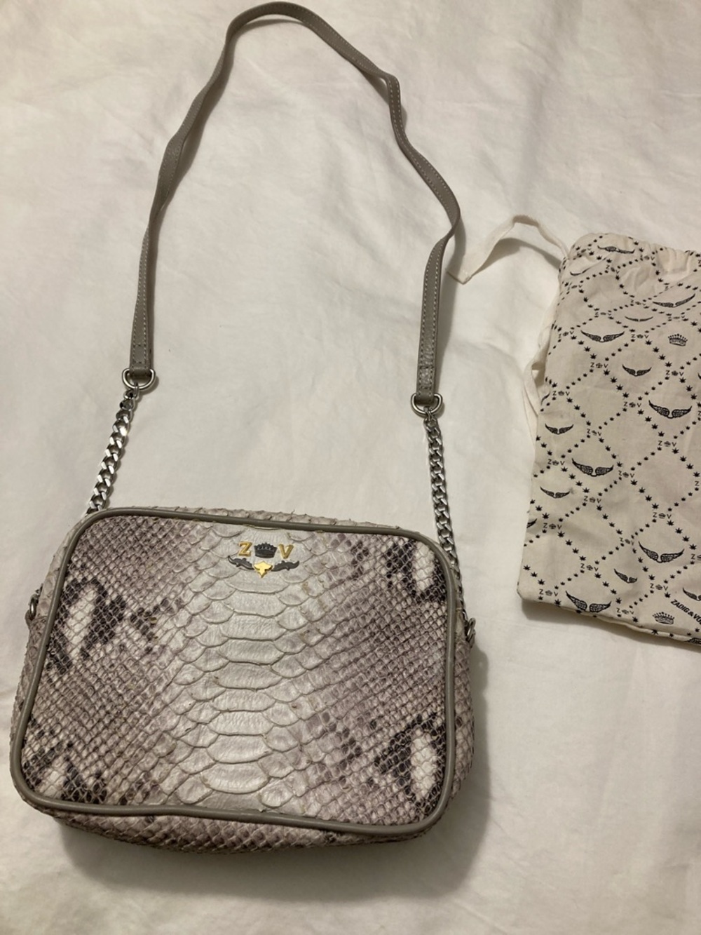Zadig and Voltaire/Paris  XS boxy savage faux Python leather Crossbody bag